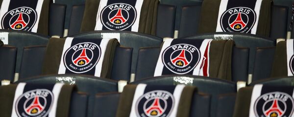 The logos of the Paris Saint Germain are displayed on the seats of the vip stands prior to the Champion's League round of 16, first leg soccer match between Paris Saint Germain and Barcelona at the Parc des Princes stadium in Paris, Tuesday, Feb. 14, 2017 - Sputnik International