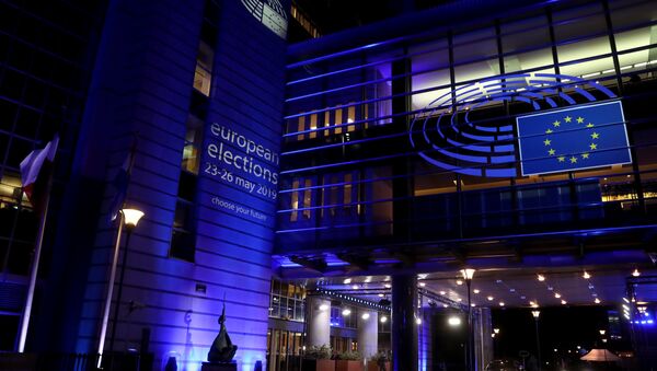 Building of the European Parliament is pictured during the election night for European elections, in Brussels, Belgium, May 26, 2019 - Sputnik International