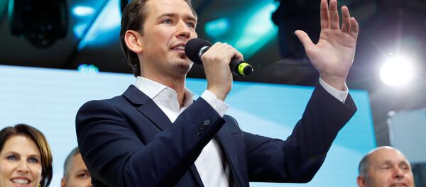 Austrian Chancellor Sebastian Kurz speaks during a meeting after European Parliament elections at the Austrian People's Party (OeVP) headquarters in Vienna, Austria, May 26, 2019 - Sputnik International