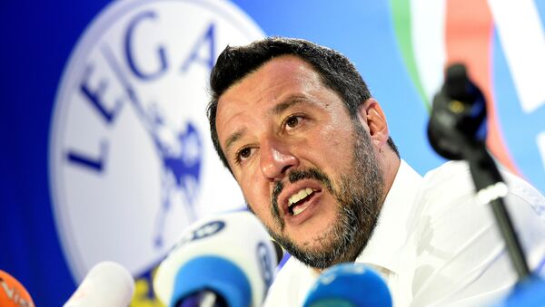 Italian Deputy Prime Minister and leader of far-right League party Matteo Salvini speaks during his European Parliament election night event in Milan, Italy, May 27, 2019 - Sputnik International
