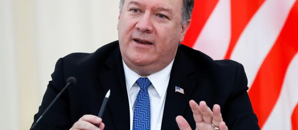 U.S. Secretary of State Mike Pompeo gestures during his and Russian Foreign Minister Sergey Lavrov's joint news conference after their talks in the Black Sea resort city of Sochi, Russia May 14, 2019 U.S. Secretary of State Mike Pompeo gestures during his and Russian Foreign Minister Sergey Lavrov's joint news conference after their talks in the Black Sea resort city of Sochi, Russia May 14, 2019 - Sputnik International