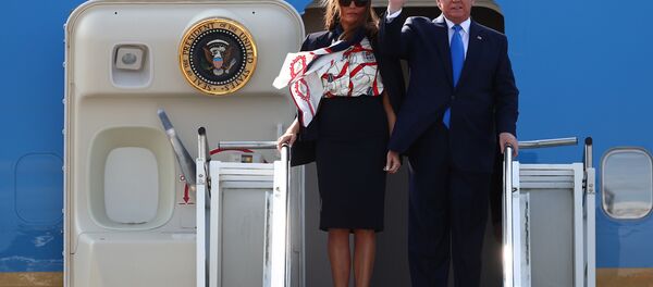 U.S. President Donald Trump and First Lady Melania Trump arrive aboard Air Force One for their state visit to Britain, at Stansted Airport near London, Britain, June 3, 2019 U.S. President Donald Trump and First Lady Melania Trump arrive aboard Air Force One for their state visit to Britain, at Stansted Airport near London, Britain, June 3, 2019 - Sputnik International