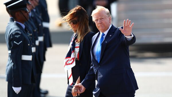 U.S. President Donald Trump and First Lady Melania Trump arrive for their state visit to Britain, at Stansted Airport near London, Britain, June 3, 2019 - Sputnik International