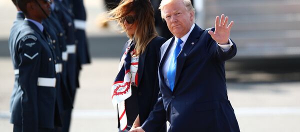U.S. President Donald Trump and First Lady Melania Trump arrive for their state visit to Britain, at Stansted Airport near London, Britain, June 3, 2019 U.S. President Donald Trump and First Lady Melania Trump arrive for their state visit to Britain, at Stansted Airport near London, Britain, June 3, 2019 - Sputnik International