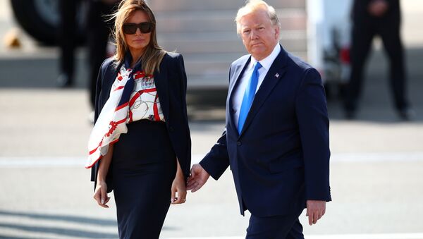 U.S. President Donald Trump and First Lady Melania Trump arrive for their state visit to Britain, at Stansted Airport near London, Britain, June 3, 2019 - Sputnik International