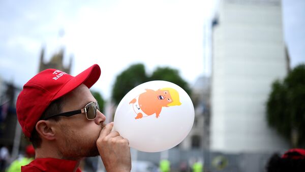 A demonstrator takes part in an anti-Trump protest in London, Britain, June 4, 2019 - Sputnik International