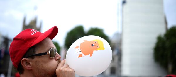A demonstrator takes part in an anti-Trump protest in London, Britain, June 4, 2019 - Sputnik International