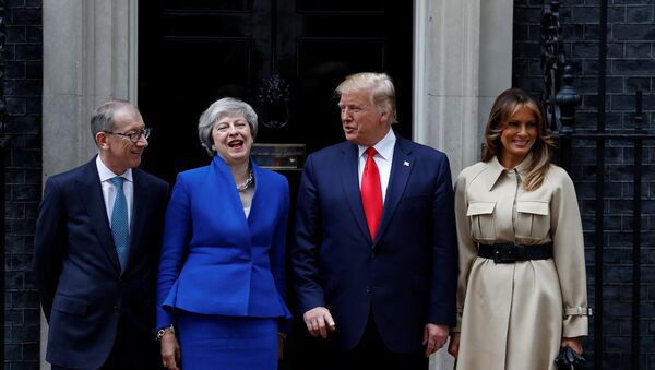 U.S. President Donald Trump and First Lady Melania Trump meet Britain's Prime Minister Theresa May and her husband Philip at Downing Street as part of his state visit in London, Britain, June 4, 2019 - Sputnik International