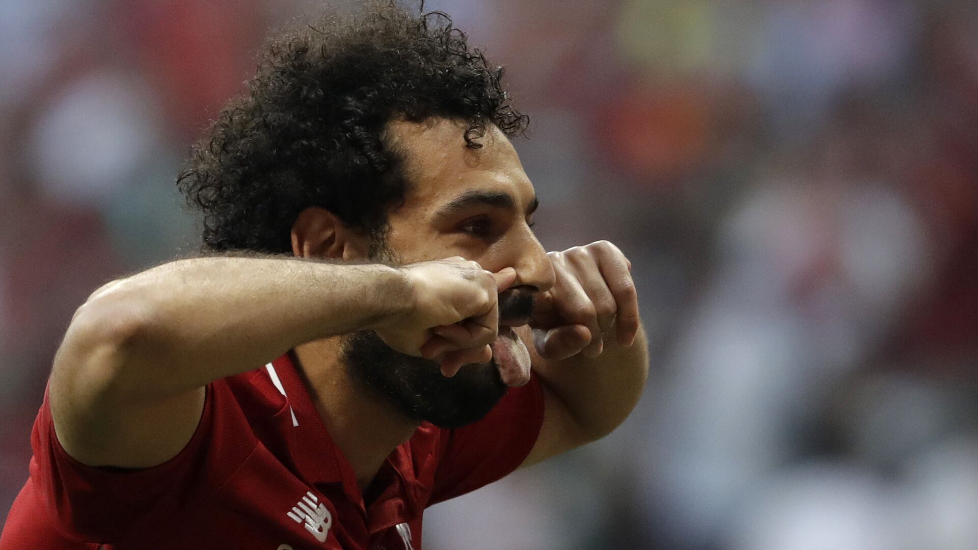 Liverpool's Mohamed Salah celebrates after scoring his side's opening goal during the Champions League final soccer match between Tottenham Hotspur and Liverpool at the Wanda Metropolitano Stadium in Madrid, Saturday, June 1, 2019. - Sputnik International, 1920, 28.03.2022