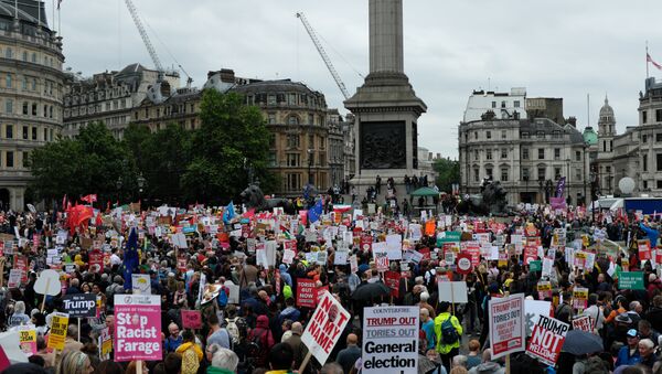Anti-Trump Protesters Gather in London - Sputnik International