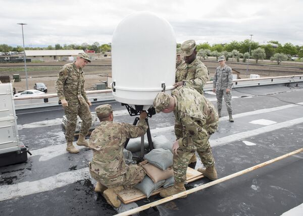 Mountain Home Air Force Base and Hurlburt Field weather system personnel assemble a Doppler system May 25, 2019, at Mountain Home Air Force Base, Idaho. The is the first time the Doppler system has been installed on a Continental United States base. Mountain Home Air Force Base and Hurlburt Field weather system personnel assemble a Doppler system May 25, 2019, at Mountain Home Air Force Base, Idaho. The is the first time the Doppler system has been installed on a Continental United States base. - Sputnik International