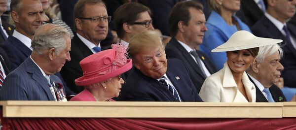 Britain's Prince Charles, Queen Elizabeth II, President Donald Trump and first lady Melania Trump, from left, attend an event to mark the 75th anniversary of D-Day in Portsmouth, England Wednesday, June 5, 2019 - Sputnik International