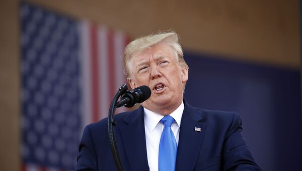 President Donald Trump speaks during a ceremony to commemorate the 75th anniversary of D-Day at The Normandy American Cemetery - Sputnik International