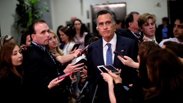 US Senator Mitt Romney (R-UT) speaks to reporters after being briefed on Iran by the Secretary of State and acting Defense Secretary on Capitol Hill in Washington - Sputnik International