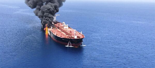 An oil tanker is on fire in the sea of Oman, Thursday, June 13, 2019 - Sputnik International