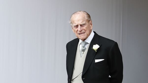 Britain's Prince Philip waits for the bridal procession following the wedding of Princess Eugenie of York and Jack Brooksbank in St George's Chapel, Windsor Castle, near London, England, Friday, Oct. 12, 2018. - Sputnik International