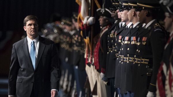 23rd Secretary of the Army, Mark Esper, left, inspects the troop at Conmy Hall, Joint Base Myer-Henderson Hall, Va. Friday, Jan. 5, 2018, during a full honor arrival ceremony in his honor. (AP Photo/Carolyn Kaster) - Sputnik International