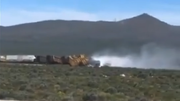 A train carrying explosives derailed in Elko, Nevada, on June 19, 2019 - Sputnik International