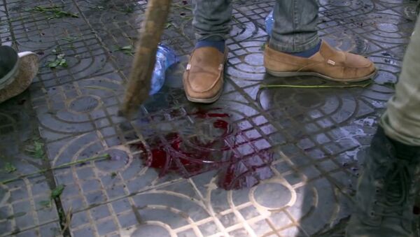 In this image made from video, blood is seen on the ground after an explosion at a rally for Ethiopia's new Prime Minister, in Addis Ababa, Saturday, June 23, 2018.  - Sputnik International