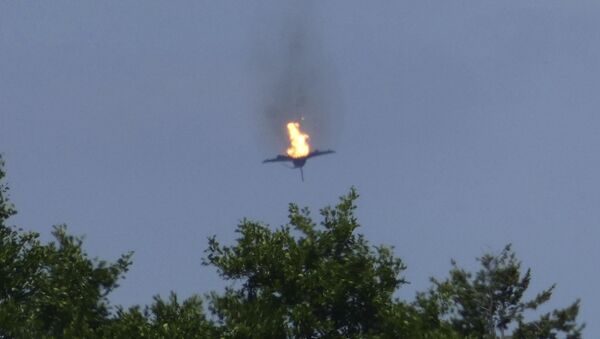 Burning Eurofighter Airplane Crashes Down - Sputnik International