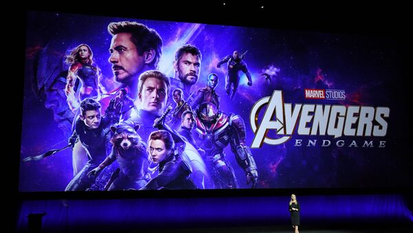 President of Walt Disney Distribution Franchise Management, Business & Audience Insights, Cathleen Taff, speaks in front of the new Avengers Movie Poster during the CinemaCon Walt Disney Studios Motion Pictures special presentation at the Colosseum Caesars Palace on April 3, 2019, in Las Vegas, Nevada - Sputnik International