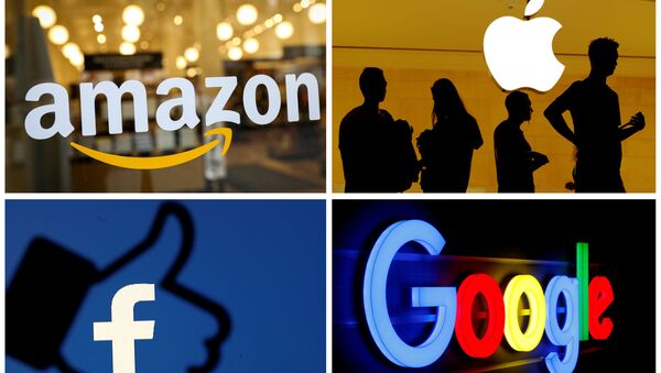 FILE PHOTO: The logos of Amazon, Apple, Facebook and Google in a combination photo from Reuters files - Sputnik International