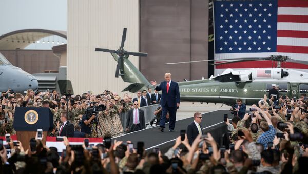 U.S. President Donald Trump arrives to speak to U.S. troops based in Osan Air Base, South Korea June 30, 2019. - Sputnik International