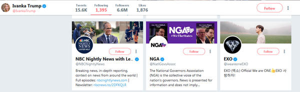 Ivanka Trump Subscribes to EXO Twitter After Meeting With K-Pop Band in Seoul Ivanka Trump Subscribes to EXO Twitter After Meeting With K-Pop Band in Seoul - Sputnik International