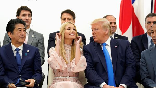 Japan's Prime Minister Shinzo Abe, U.S. President Donald Trump and White House senior advisor Ivanka Trump attend a women's empowerment event during the G20 leaders summit in Osaka, Japan, June 29, 2019 - Sputnik International
