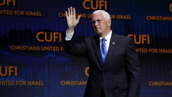 Vice President Mike Pence departs after speaking at the Christians United for Israel's annual summit, Monday, July 8, 2019, in Washington. - Sputnik International
