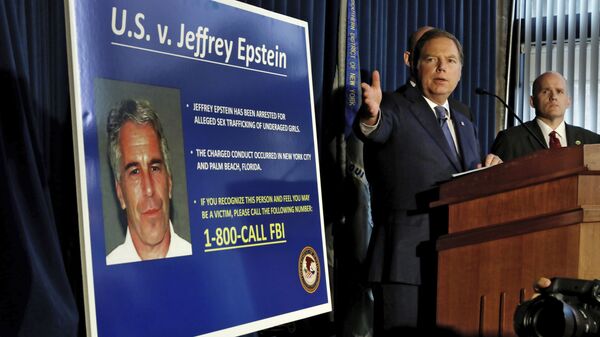 United States Attorney for the Southern District of New York Geoffrey Berman speaks during a news conference, in New York, Monday, July 8, 2019. Federal prosecutors announced sex trafficking and conspiracy charges against wealthy financier Jeffrey Epstein. Court documents unsealed Monday show Epstein is charged with creating and maintaining a network that allowed him to sexually exploit and abuse dozens of underage girls. - Sputnik International