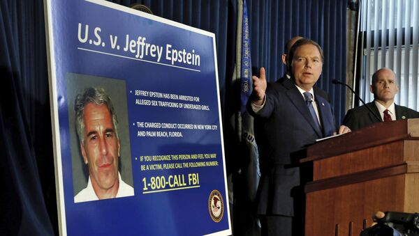 United States Attorney for the Southern District of New York Geoffrey Berman speaks during a news conference, in New York, Monday, July 8, 2019. Federal prosecutors announced sex trafficking and conspiracy charges against wealthy financier Jeffrey Epstein. Court documents unsealed Monday show Epstein is charged with creating and maintaining a network that allowed him to sexually exploit and abuse dozens of underage girls. - Sputnik International
