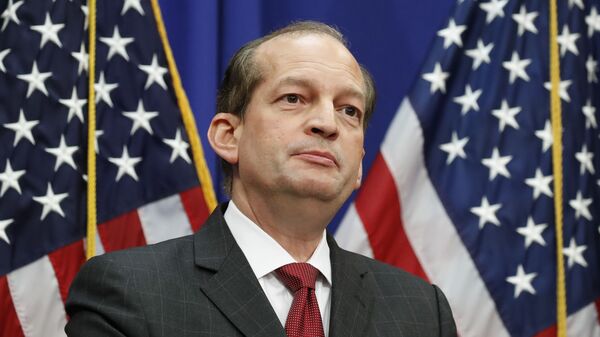 Labor Secretary Alex Acosta speaks during a media availability at the Department of Labor, Wednesday, July 10, 2019, in Washington. - Sputnik International