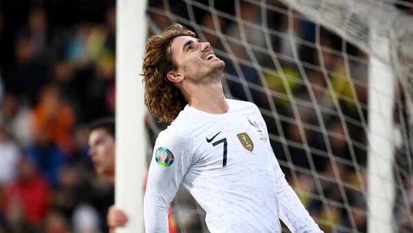 France's forward Antoine Griezmann reacts during the UEFA Euro 2020 qualification football match between Andorra and France at the National stadium in Andorra La Vella, on June 11, 2019 - Sputnik International