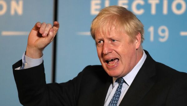 Conservative MP and leadership contender Boris Johnson gestures as he takes part in a Conservative Party Hustings event in Wyboston, Bedfordshire, East of England on July 13, 2019 - Sputnik International