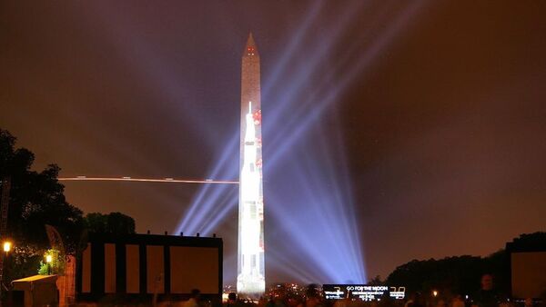Apollo 11Launch Projected on Washington Monument for Anniversary of the 50th Moon Landing - Sputnik International