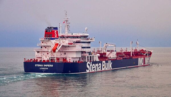 Undated handout photograph shows the Stena Impero, a British-flagged vessel owned by Stena Bulk, at an undisclosed location, obtained by Reuters on July 19, 2019.  - Sputnik International