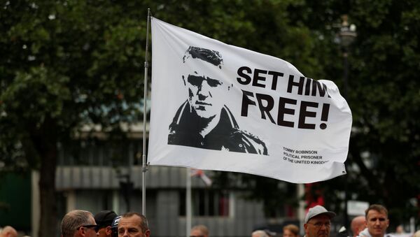Supporters of right-wing activist Stephen Yaxley-Lennon, who goes by the name Tommy Robinson, protest in London, Britain, July 11, 2019. - Sputnik International