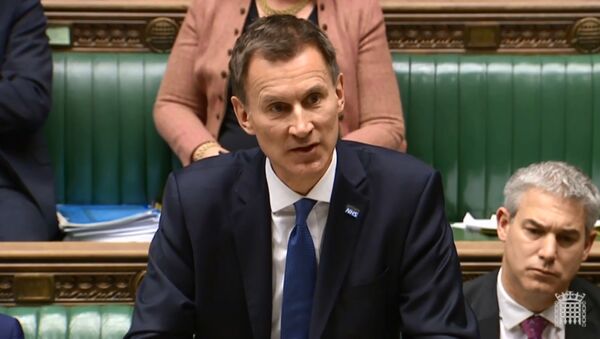 A video grab from footage broadcast by the UK Parliament's Parliamentary Recording Unit (PRU) shows Britain's Health and Social Care Secretary Jeremy Hunt speaking during the Opposition Day Debate: NHS Winter Crisis session in the House of Commons in central London on 10 January 2018 - Sputnik International