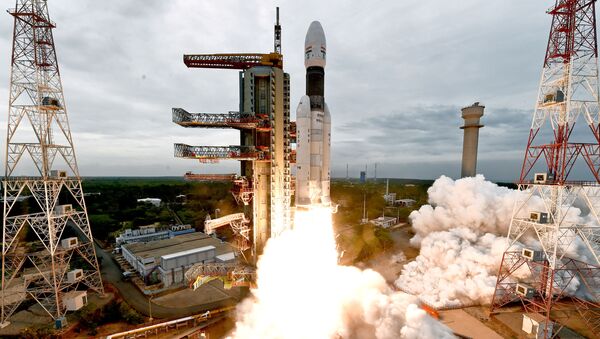 India's Geosynchronous Satellite Launch Vehicle Mk III-M1 blasts off carrying Chandrayaan-2 from the Satish Dhawan space centre at Sriharikota, India, July 22, 2019 - Sputnik International