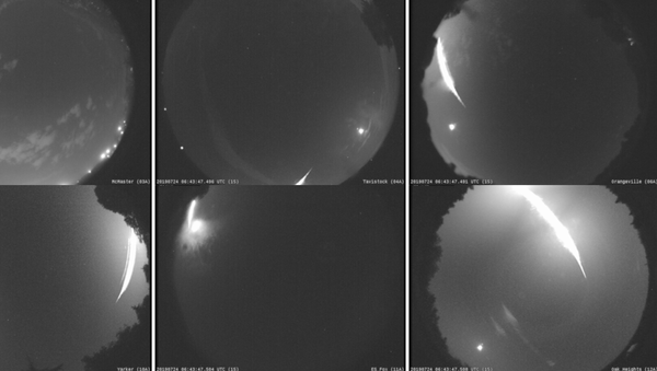 Collection of images of a fireball (Event: 20190724-064340) observed at 2:44 a.m. on July 24, 2019, via Western University's all-sky cameras  - Sputnik International