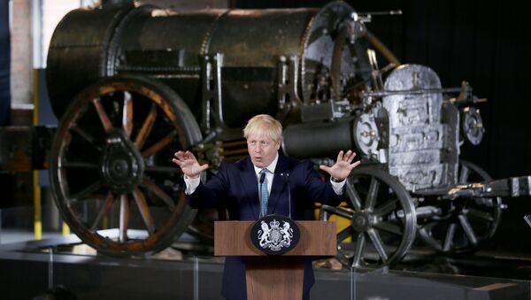 Britain's Prime Minister Boris Johnson gestures during a speech on domestic priorities at the Science and Industry Museum in Manchester, UK, 27 July 2019 - Sputnik International