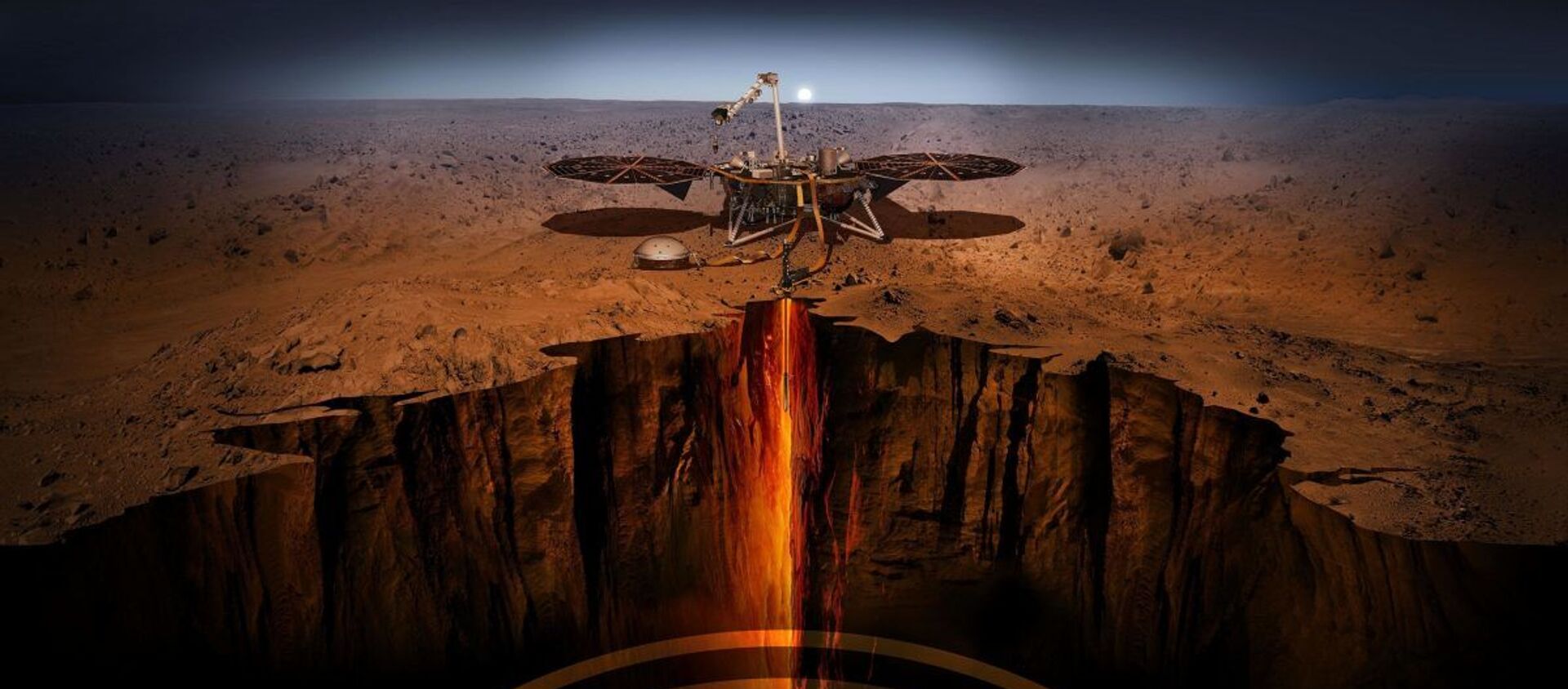 An artist illustration of the InSight lander on Mars - Sputnik International, 1920, 15.04.2021
