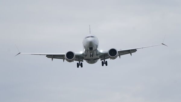 An American Airlines Boeing 737 MAX 8 flight from Los Angeles approaches for landing at Reagan National Airport shortly after an announcement was made by the FAA that the planes were being grounded by the United States over safety issues in Washington, U.S. March 13, 2019 - Sputnik International