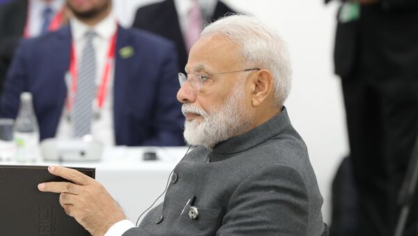 India's Prime Minister Narendra Modi attends a meeting of the BRICS heads of state on the sidelines of the Group of 20 (G20) leaders summit in Osaka, Japan - Sputnik International