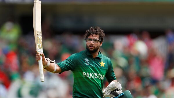 Cricket - ICC Cricket World Cup - Pakistan v Bangladesh - Lord's, London, Britain - July 5, 2019   Pakistan's Imam-ul-Haq gestures to the crowd as he leaves the field after losing his wicket  - Sputnik International