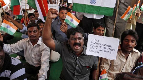 Activists of India’s Bharatiya Janata Party (BJP) shout slogans during a protest in Hyderabad, India (File) - Sputnik International