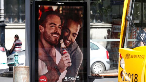 A billboard, part of a campaign by Coca-Cola promoting gay acceptance, which has prompted a political backlash is seen in Budapest, Hungary, August 5, 2019 - Sputnik International
