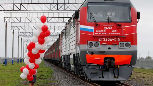 Ceremony celebrating the opening of a new border crossing between China and Russia. File photo. - Sputnik International
