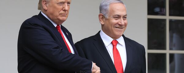 President Donald Trump welcomes visiting Israeli Prime Minister Benjamin Netanyahu to the White House in Washington, Monday, March 25, 2019 President Donald Trump welcomes visiting Israeli Prime Minister Benjamin Netanyahu to the White House in Washington, Monday, March 25, 2019 - Sputnik International